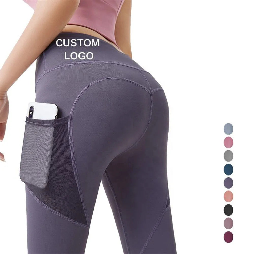 Wholesale Custom Logo Ladies Compression Fitness Gym Leggings Push up Butt Lift Yoga Legging With Pocket Workout Sport Pants