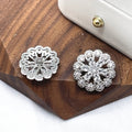 Elegant Flower Shape Rhinestone Crystal Zircon  Buttons Metal Fashion Design Coat for Women Garment Accessories