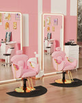 Recliner Hair Hairdresser Styling Chairs Pink and Gold for Hair Stylist 360 Swivel Salon Styling Chair Furniture Wholesale