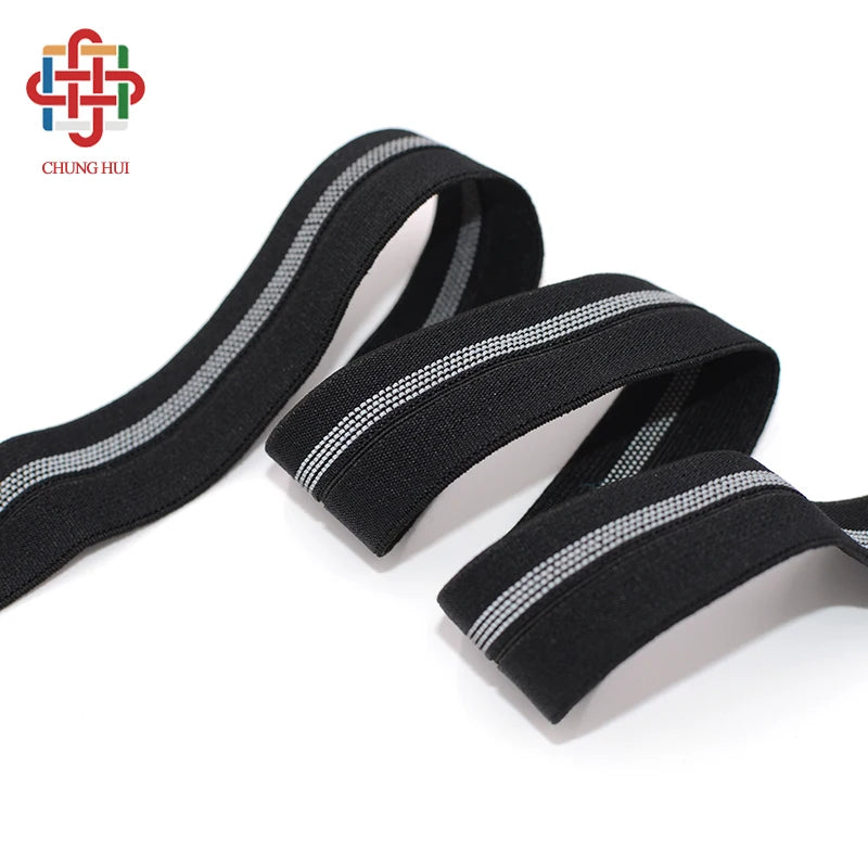 Professional Factory Custom Strap Non-Slip Reflective Elastic Silicon Webbing Band Nylon Cotton Fabric Ribbons Shoes Bags