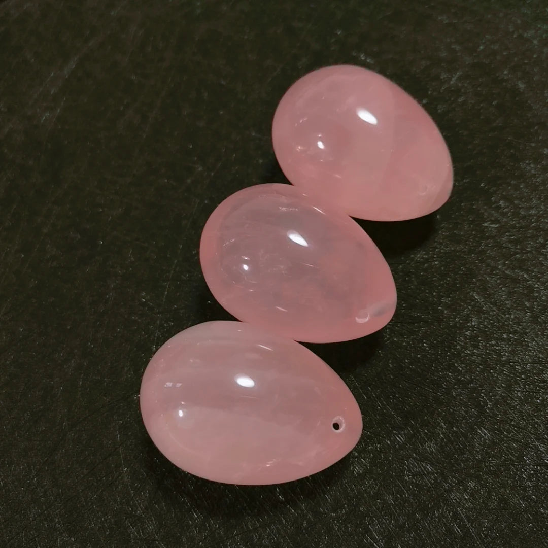 HZ New Natural Rose quartz Gem Yoni Egg Set Obsidian Kegel Exercise Jade Egg Muscle Tightening Crystal Balls Nephrite Jade Gem Yoni Egg