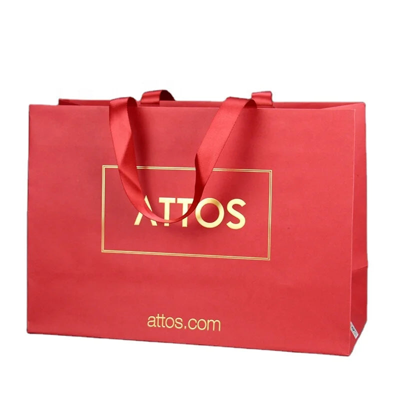 Wholesale Custom Printed Luxury Boutique Red Coated Paper Bags Laminated Packaging for Wallet Use Fancy Paper Luxury Shopping
