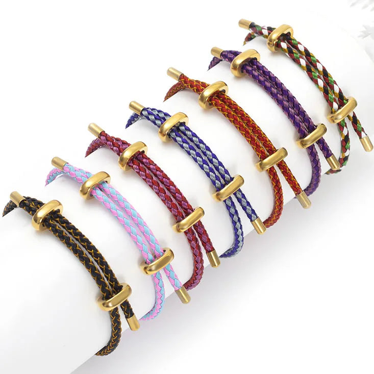 Wholesale DIY Multi Color Hardmade Lucky Bead Wove Steel Wire Couples Bracelet Jewelry for Women Men
