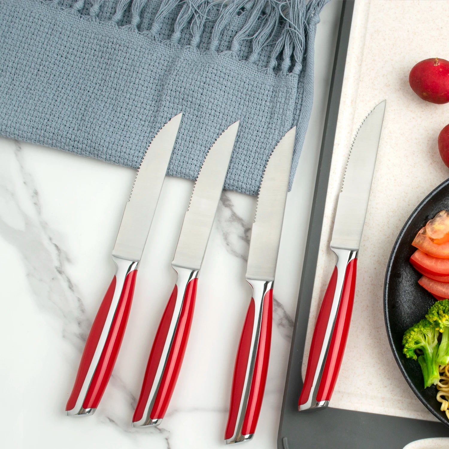Steak Knives Set Kitchen with High Carbon Stainless Steel Ultra-Sharp and Never Require Sharpening Serrated Steak Knife Set of 4