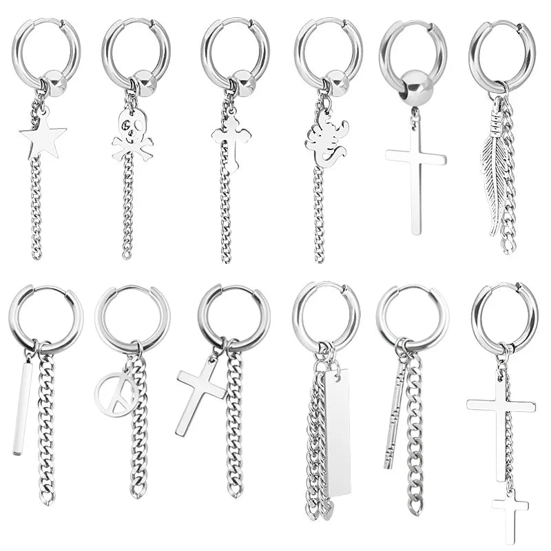 Men's Stainless Steel Earrings High End Round Huggie Earring Trendy Stainless Steel Fashion Drop Earring Jewelry-Wholesale