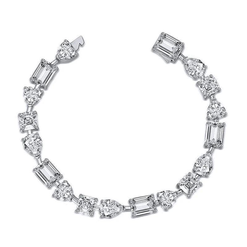 Luster Jewelry 3ct Trendy Shape Fashion 925 Sterling Silver Vvs Moissanite Diamond Bracelet for Women