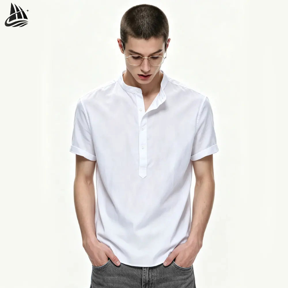 OEM Short Sleeve Linen Top Casual Half Sleeve Men's Shirt