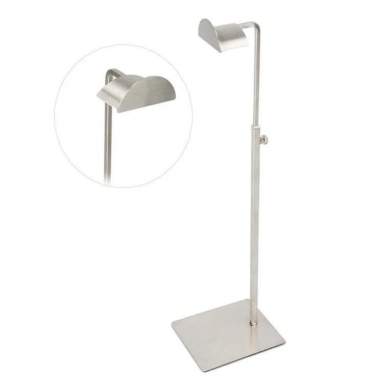 High Quality Silvery New Style Adjustable Height Stainless Steel Toggery Retail Shop Couture Display Stand Handbag