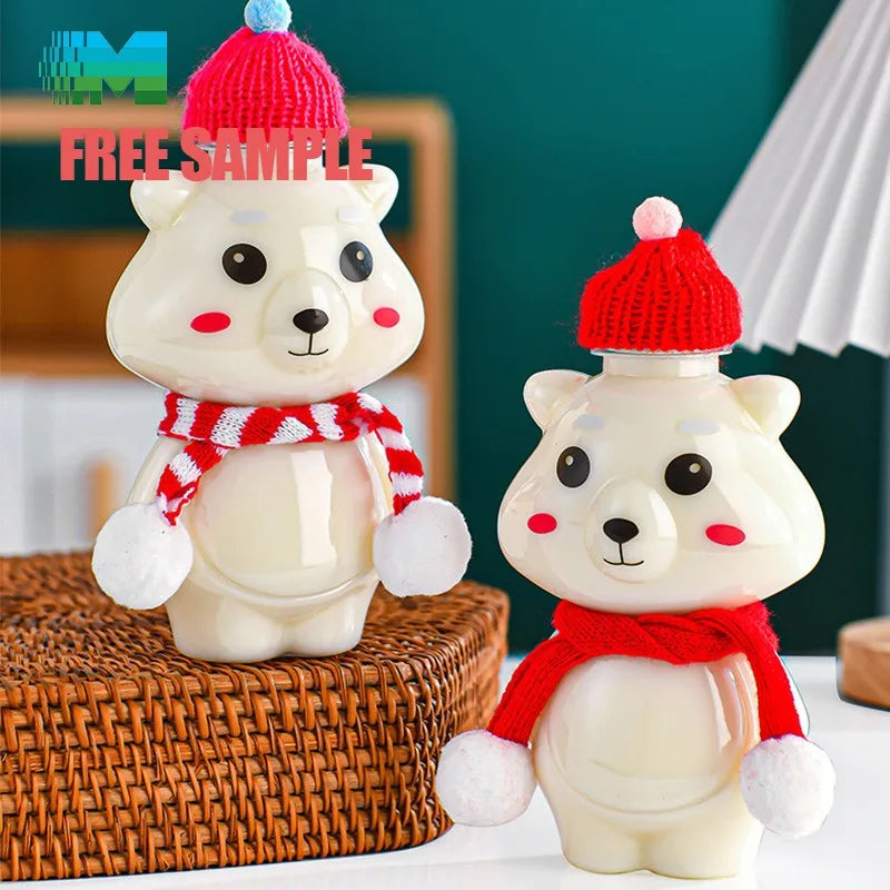 Top Selling Christmas 250Ml Bottle Cap Bouteille En Plastique Scarf Custom Plastic-Soda-Can Plastic Bottles for Juice