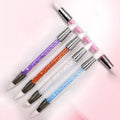 Wholesale Dual Heads Silicone Nail Art Sculpture Pen Acrylic Rhinestone Handle Emboss Carving Brushes