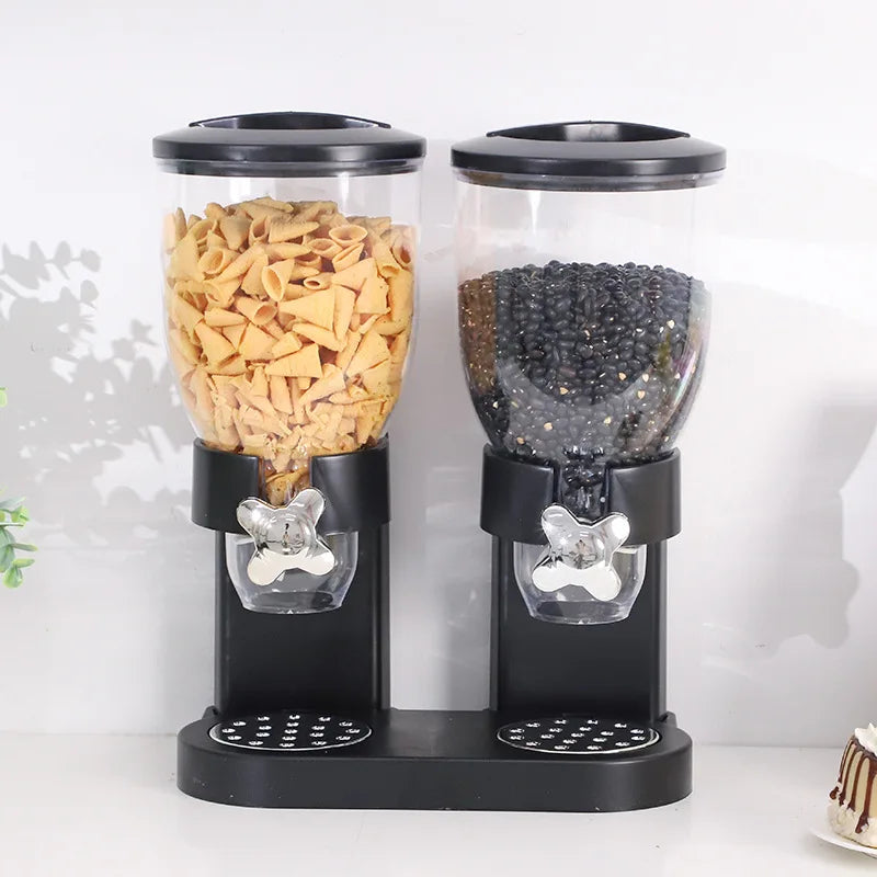 2022 Top Sell Double Cereal Dispenser Dry Food Dispenser for Kitchen Plastic Dry Food Storage