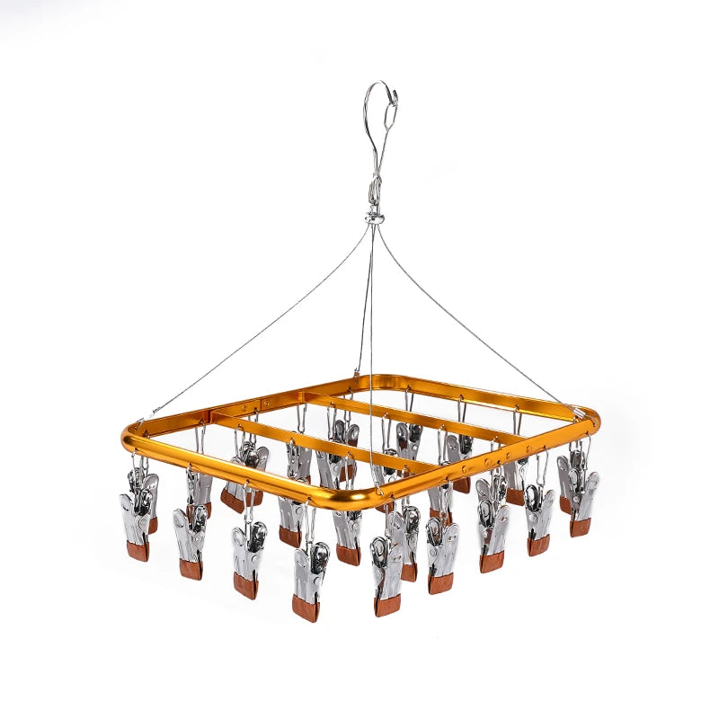 Support Customized Logo Anti-slip Metal Laundry Hanger Wire Frame Stainless Steel Hanger for Socks