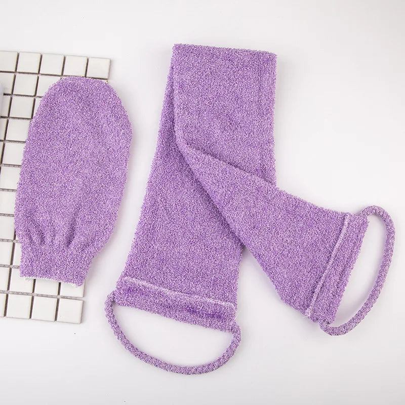 Natural Bamboo Charcoal Exfoliating Gloves Body Bath Gloves Scrub Mitt Gloves Bath Belt Towel Set