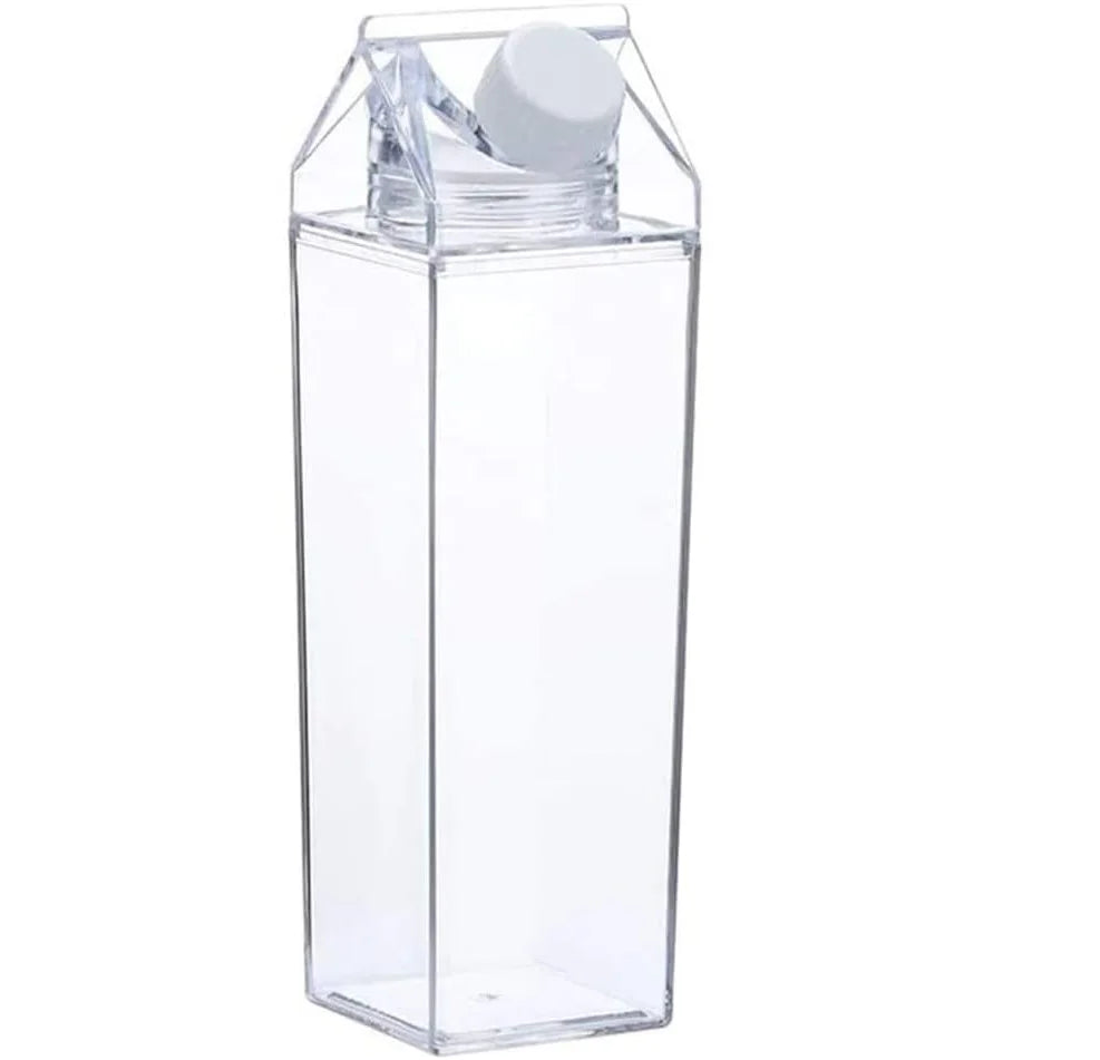 Promotional Bulk Clear BPA Free Square Sports Acrylic Tumbler 500ml Milk Carton Plastic Drinking Water Bottle