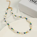 Stainless Steel Gold Plated Real Natural Fine Freshwater Baroque Colorful Fresh Water Choker Jewelry Pearl Necklace for Women