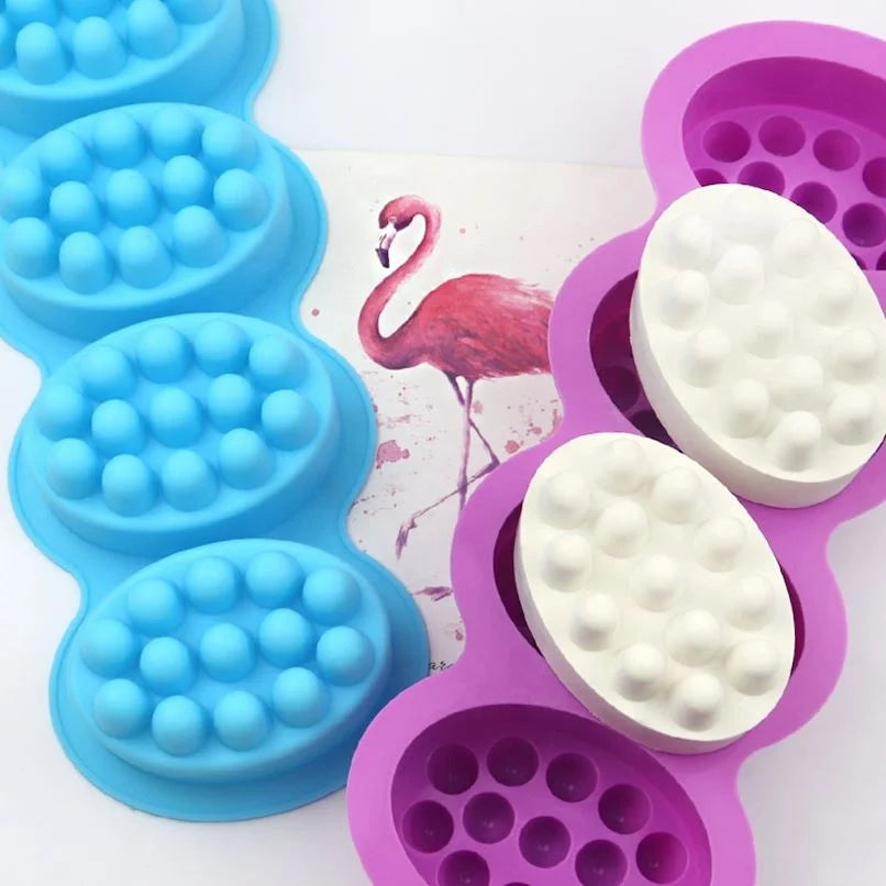343 Factory Free Sample 4 Compartment Massage Bar Silicone Cake Mold Silicone Soap Mold With Single-hole Moulds