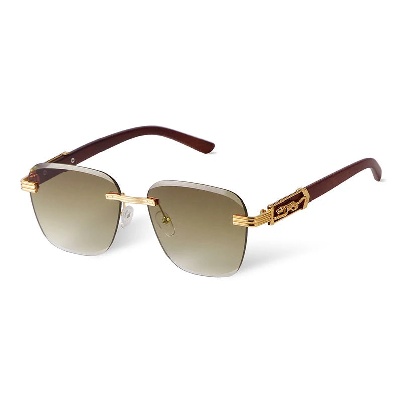 STY8031 2025 New Trendy Rimless Leopard Luxury Brand Designer Uv400 Shades Sun Glasses Mens Sunglasses Women and Men