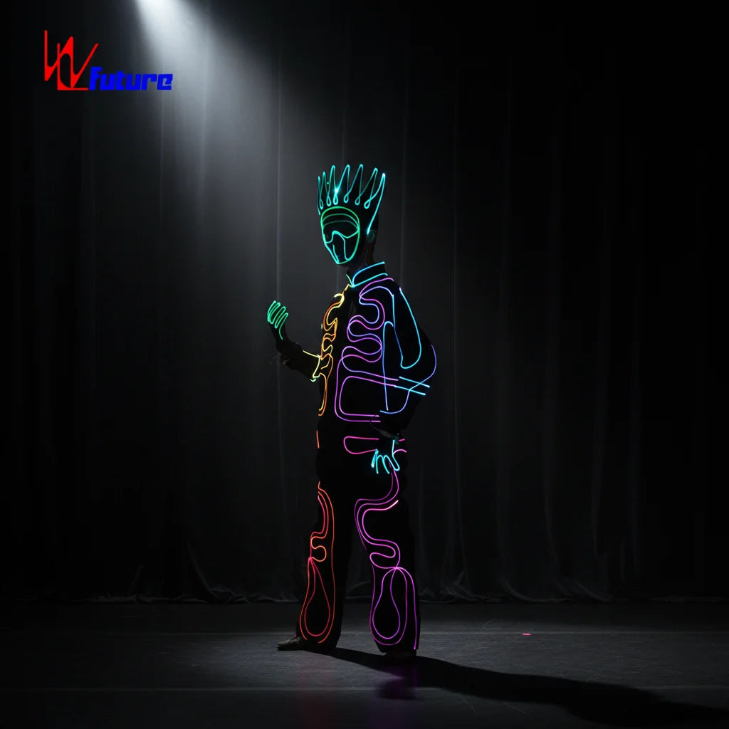 DMX 512 Programmable LED Skeleton Tron Performance Wear Stylish Student Clothing