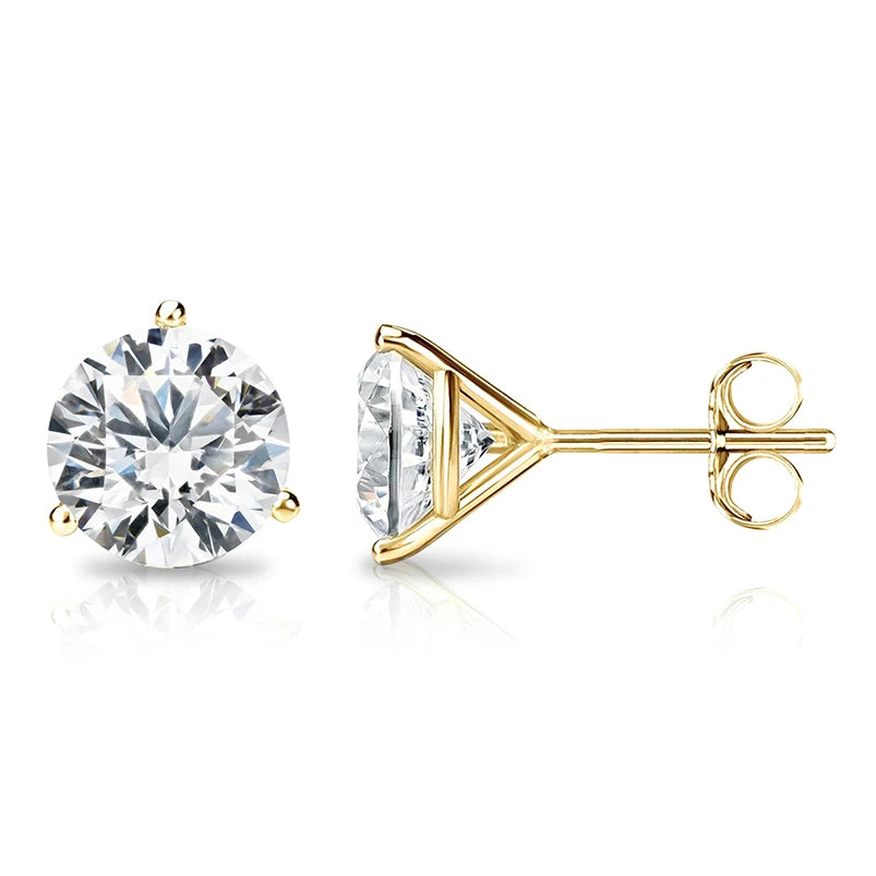 Gemnel Hot Selling 925 Silver 18k Gold Plated Women Stud Solitaire Moissanite Earrings