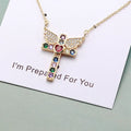 Unique Design Female Micro Pave CZ Zircon Angel Wing Cross Pendant Necklace