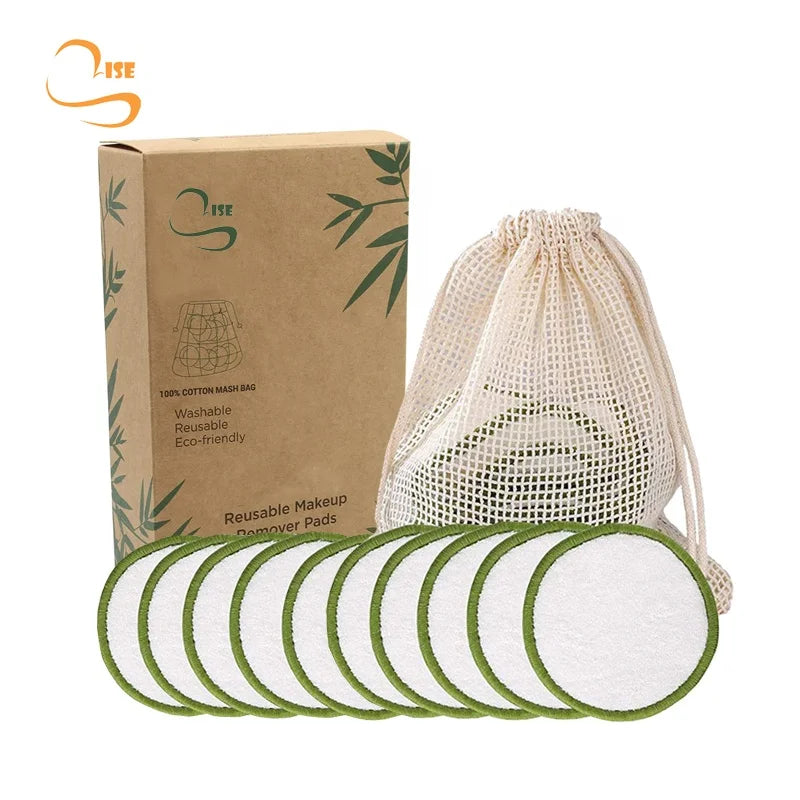 3.15" Round Soft Bamboo Terry Reusable Makeup Facial Cleansing Pads Chemical Free Eco Friendly Bamboo Fiber Pads