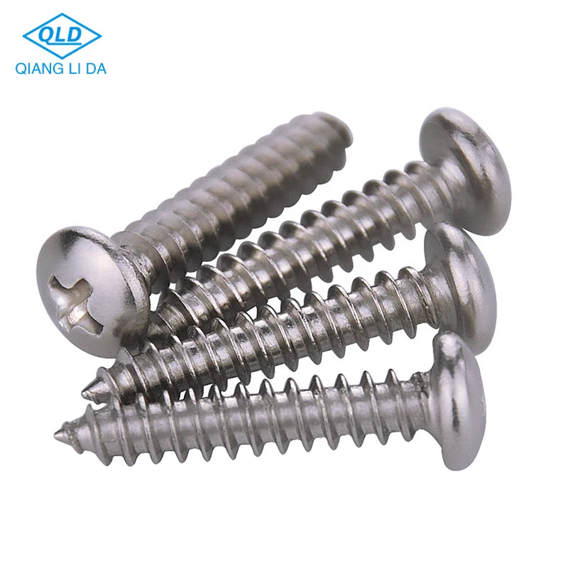 Factory Stainless Steel 304 Self-Tapping Screws Phillips Pan Round Head M1.2 M1.4 M1.7 M2 M2.3 M2.6 M3 M3.5 M4 M4.2 25mm Length