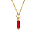 Custom Birth Month Ruby Necklace Stainless Steel Nameplate Zircon Pendant Personalized Chain Necklace Women Birthday Gifts