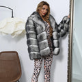Luxury Fur Bubble Bomber Jacket Women's Real Wholesale Fur Coats for Girls