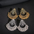 Retro Fashion Moon Shape Pendant Earrings Gold Color Silver Color Alloy Geometric Hollow Pattern Bead String Tassel Earrings