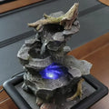 Hot Sale OEM Natural Rock Stack Resin Fountain with Wood Branch & Red LED LightZen Waterfall Feature for Home Office Desk Decor
