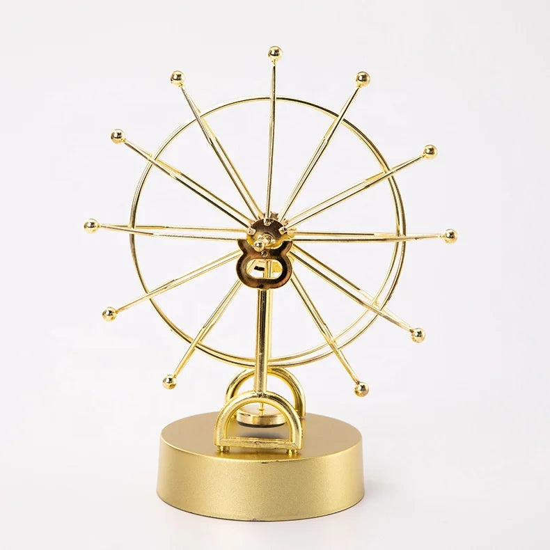 Creative Desktop Dynamic Ornaments Gold Ferries Wheel Electronic Perpetual Motion Desk Physics Science Decor for Home Office