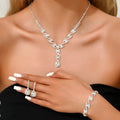 Wholesale Accessories: European & American Full Diamond Claw Chain Jewelry Set - Necklace Earrings Bracelet