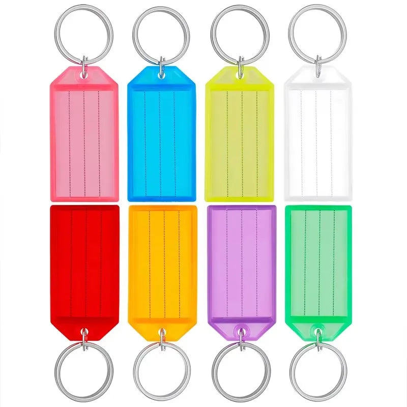 Plastic Key Tag Bag Luggage Name Card ID Cards Assorted Color Accessories Label with Split Ring Plastic Key Tags Key Chain Tag