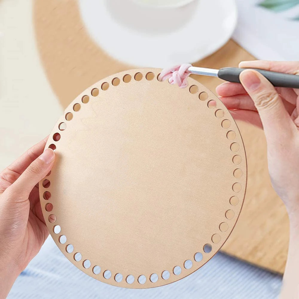 2pcs Natural Wooden Basket Bottom Hollow Crochet Basket Wood Base for Diy Knitting Bag Bottom Shaper Craft Making Weaving