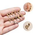Punk Gothic Stainless Steel Gold Plated Skull Flower Heart Earrings Ear Bone Stud for Men Women