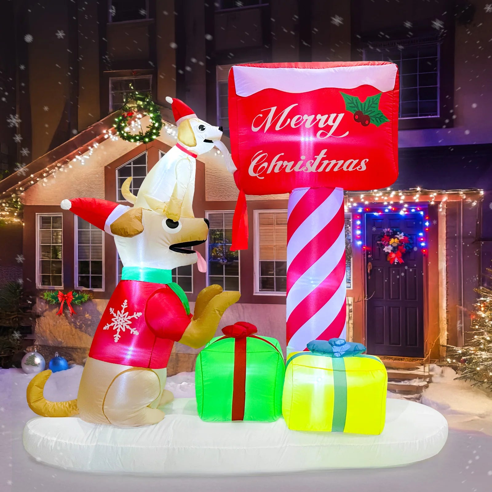 OurWarm Factory Wholesale 6FT Waterproof Polyester Christmas Inflatable Postman Dog with for Outdoor Yard Decorations