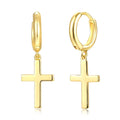 New Trend Hip Hop Gold Plated Unisex Jewelry Cross Drop 14k 18k Gold Plated Stainless Steel Earring Drop Earring