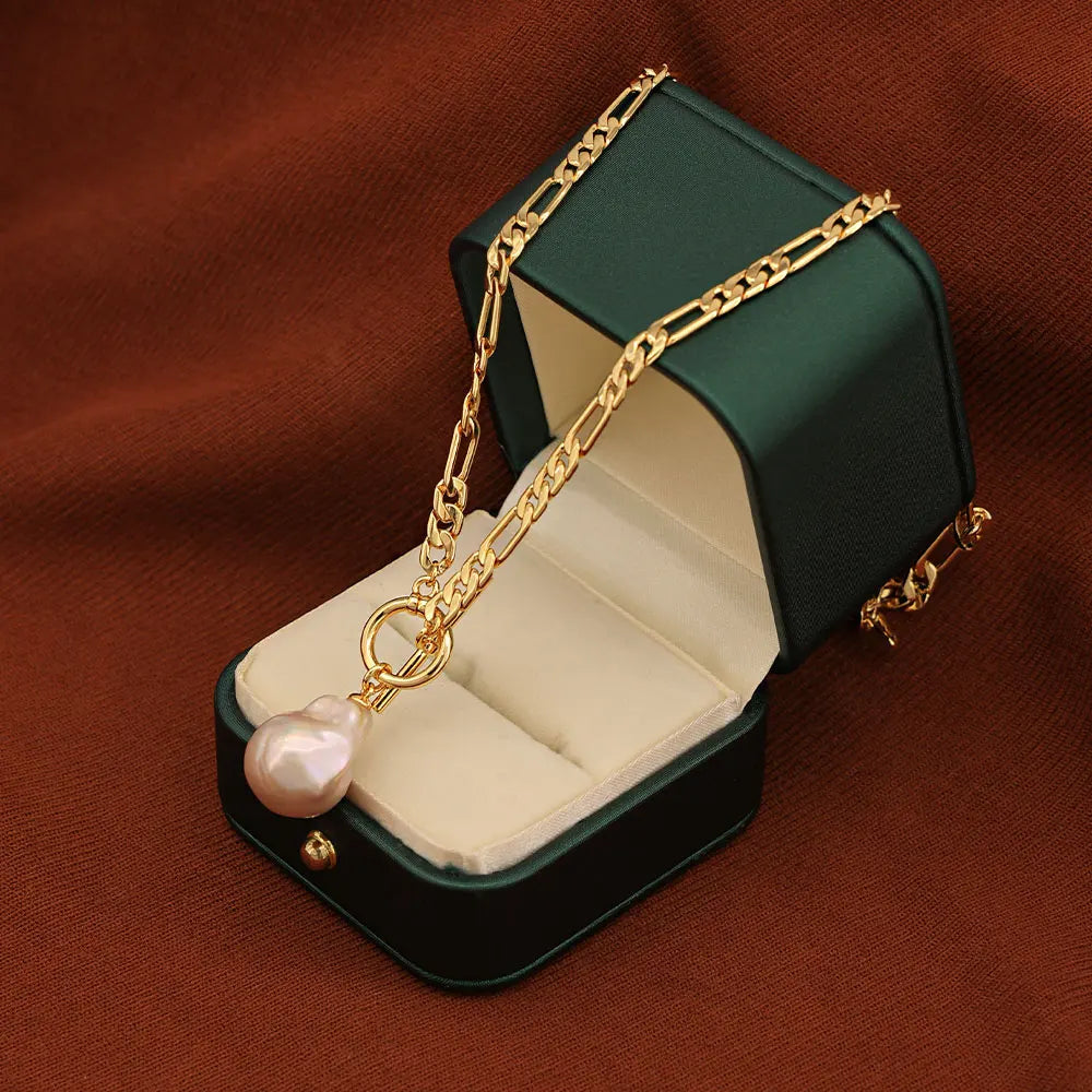 New Natural Freshwater 18mm Baroque Pearl Female Elegant Pendant Chain  Necklace Christmas Gift for Women
