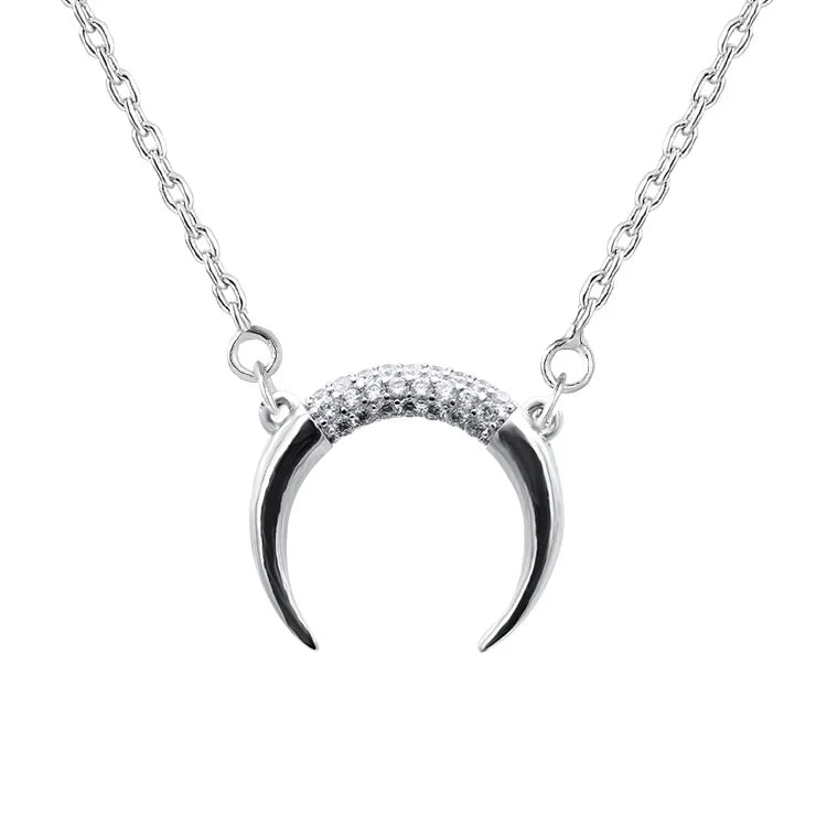 Wholesale 925 Sterling Silver Rhodium Plated Necklaces Fashionable Jewelry New Moon African Necklace