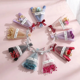 Christmas Valentines Day Gifts Preserved Mini Flowers Real Natural Flower Babysbreath Dried Flowers Rose for Women Girls