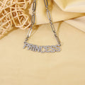 Women's Fashion Double Layer Stainless Steel Necklace Link Chain Hollow Diamond Collarbone Style Trendy Personal Style Accessory