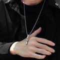 Trendy Simple Stainless Steel Chain Men Necklace Jewelry Gift Spiral Black Rectangle Pendant Necklace Men