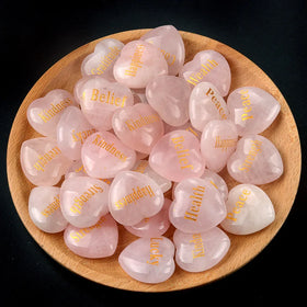 30mm Natural Rose Crystal Inspirational Stones Healing Quartz Crystal Love Heart for Gift