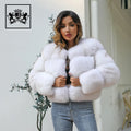 Custom Wholesale Winter Natural Fur Coat Fur Jacket Women Cropped Plus Size Luxury Lady Full Sleeve Real Fox Fur Coat
