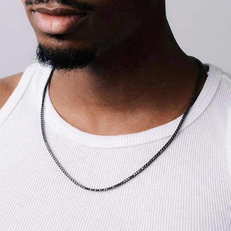 Hip Hop 2mm Black Moissanite Tennis Chain Bracelet 925 Silver Black Rhodium Passes Diamond Tester Iced Bling GRA for Men Women