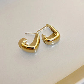 Hot Sale Chic Geometric Earrings Glossy 14k Gold Plated U Shaped Earrings for Women Girl