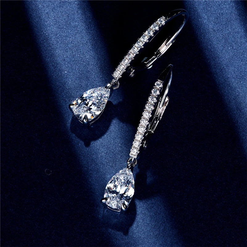 Aimgal Fine Jewelry S925 Silver 18k Gold Plated 0.8ct Pear Cut 8A High Carbon Diamond Stud Drop Earring Anniversary Party Gift
