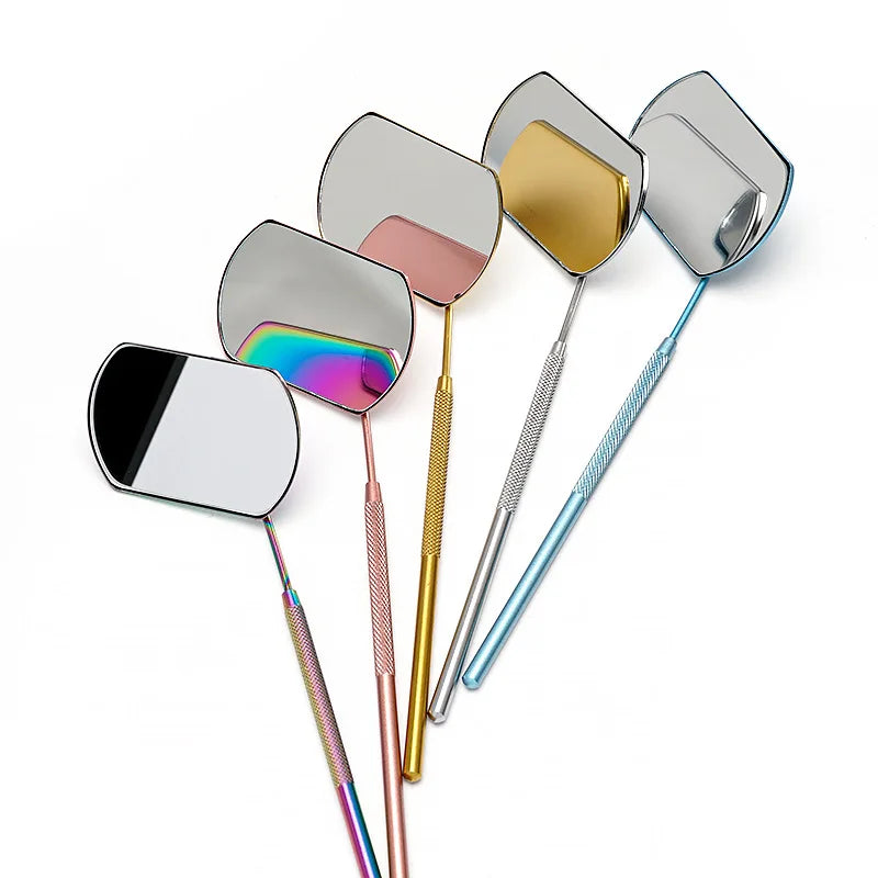 Colorful Titanium Lash Checking Mirror Multifunctional Stainless Steel for Eyelash Extension Tools eyelash inspection mirror