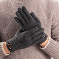 High End Gloves Men Knitted Cool Cycling Solid Color Warm Thick Winter Touch Screen Gloves