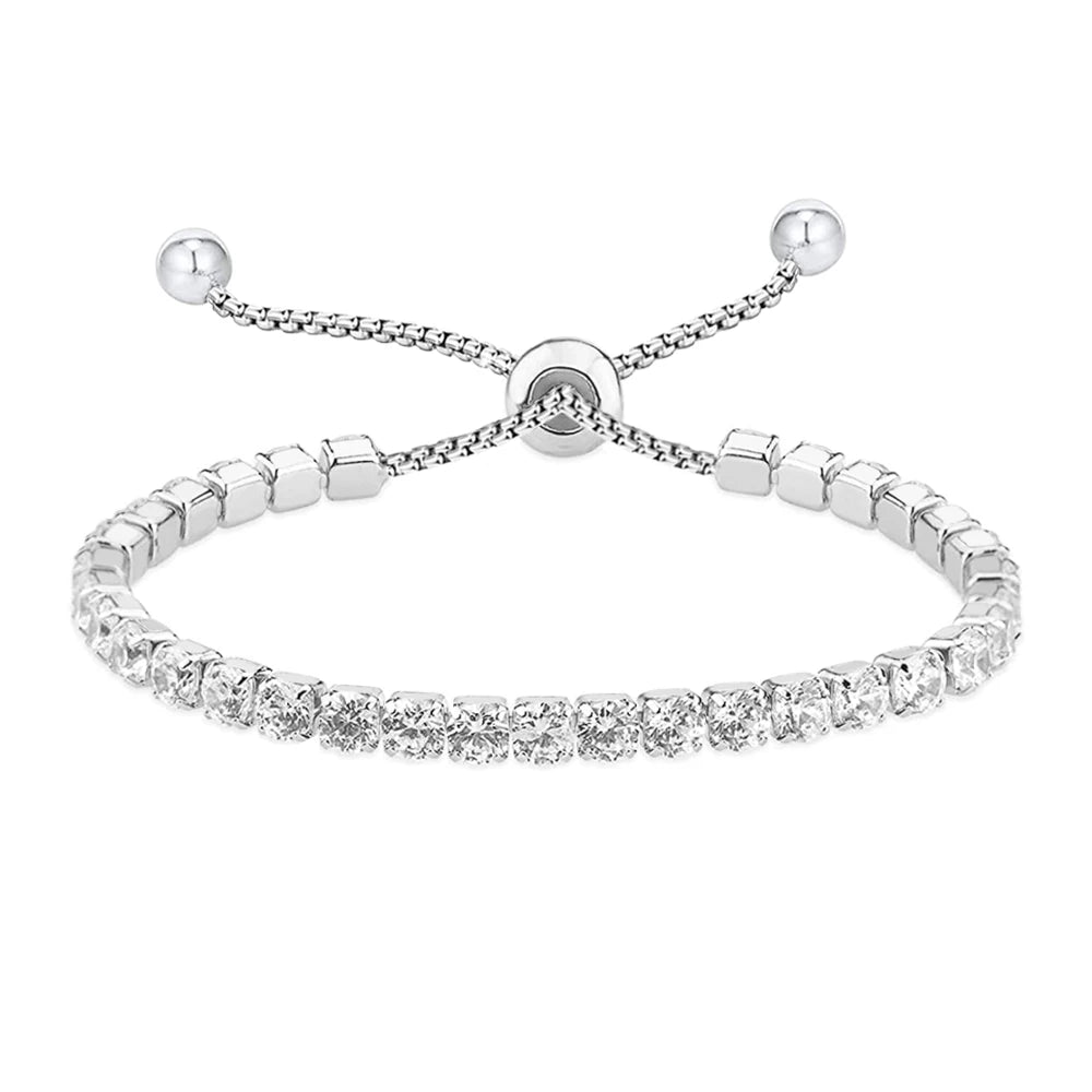 Pulsera Women Fashion Jewelry Customized Round Box Chain Bracelet Luxury Stainless Steel Adjustable Tennis Bracelet